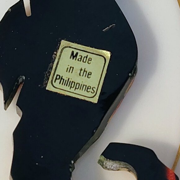 Vtg MCM Necklace Estate Jewelry Amber Seahorse Stone Resin & Wood Signed Tag - Picture 3 of 9